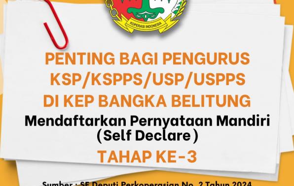 Pengurus Koperasi Wajib Melakukan Self Declare Tahap 3 Hingga 30 April